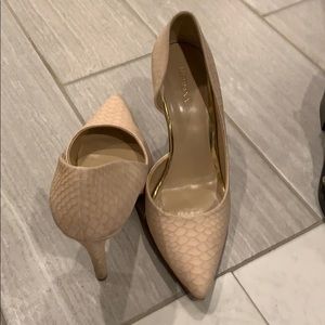 Faux blush snake skin heels